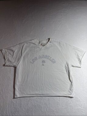 BDG Cream Los Angeles Graphic Cropped Sweatshirt